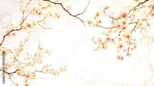 Floral Symphony: Delicate blossoms gracefully unfurl, their branches intertwining in a dance of nature's beauty and elegance. A soft color palette enhances the scene
