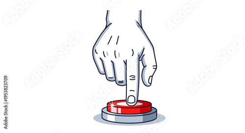 Hand Pressing a Red Button - Urgency, Action, and Immediate Response.