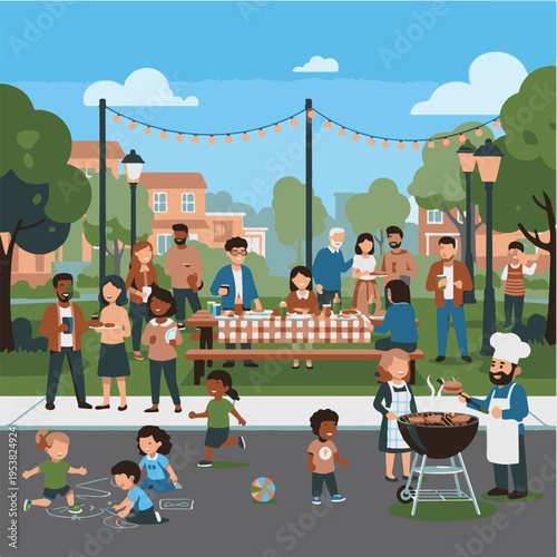 People enjoying outdoor community event.