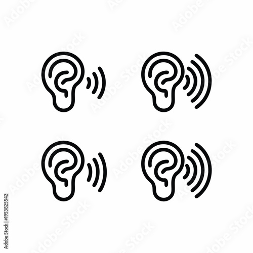 Universal hearing symbol set with curved sound waves