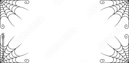 Spider web corner frame set, decorative halloween cobweb borders for spooky design vector illustration