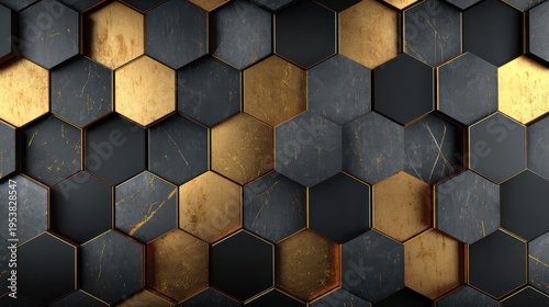 Elegant hexagonal patterns with golden accents