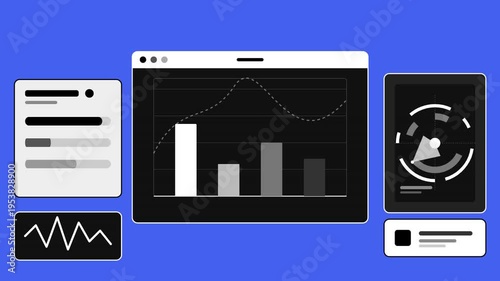 Data Analysis Dashboard Interface Icon Set