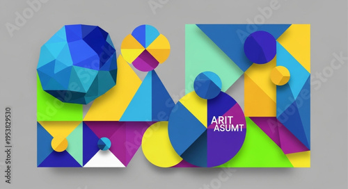 Geometric Abstraction with Vibrant Colors and Dynamic Shapes.