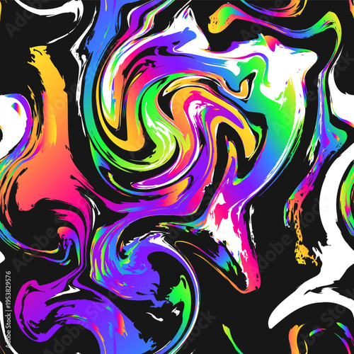 Rainbow Cosmic Pour. Seamless pattern