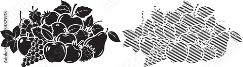 Contrasting visual representations of a cluster and a mesh-like structure in black and white