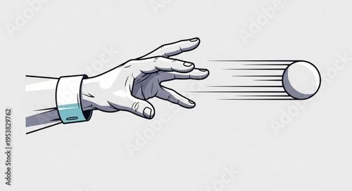 Hand throwing a ball with motion lines illustration.