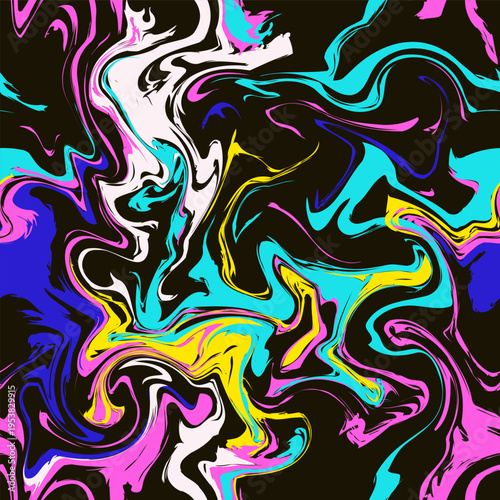 Neon Cyber Fluidity. Seamless pattern