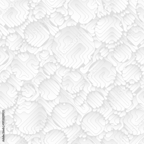 White Layered Topography. Seamless pattern