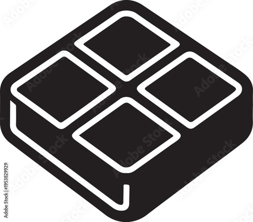 Isolated Chocolate Square Piece Icon, chocolate square piece, square chocolate, cocoa piece, sweet cube, dessert square, snack piece, chocolate block, food icon