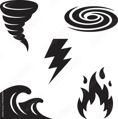 Dangerous Weather Event Icon Set vector