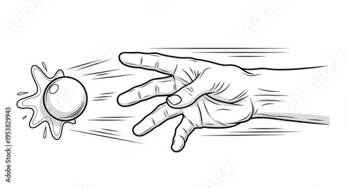 Hand throwing a ball with motion blur effect illustration.