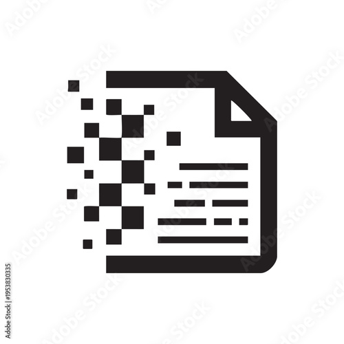 A black and white illustration of a document with a QR code on the left side, showcasing a modern design element in a business setting with technology and data.