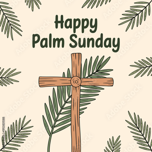 Simple of a palm frond and cross for Palm Sunday palm leaf