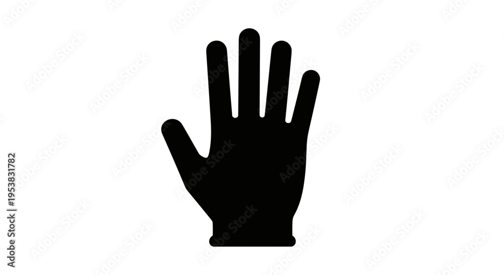 Fototapeta premium Black Hand Silhouette Raised Palm.