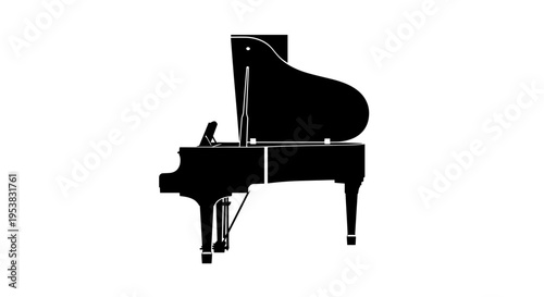 Black Grand Piano Silhouette Music.