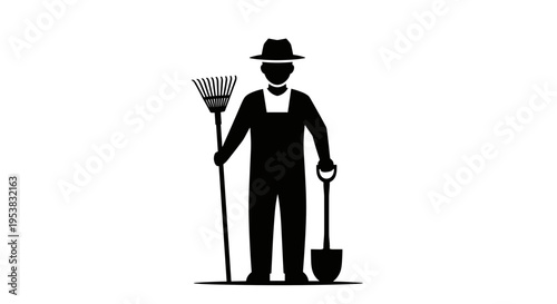 Man in overalls holding tools.