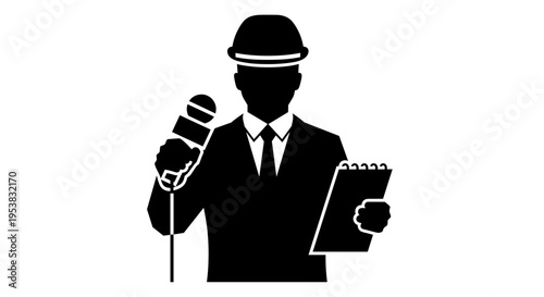 Man in suit with microphone.