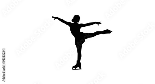 Woman Ice Skating Silhouette Figure.
