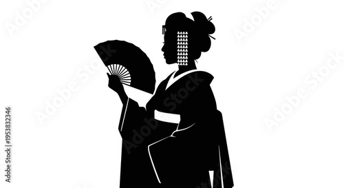 Woman in Traditional Japanese Kimono.