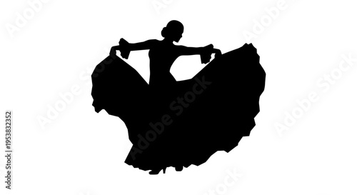 Woman in Flamenco Dance Silhouette 1.
