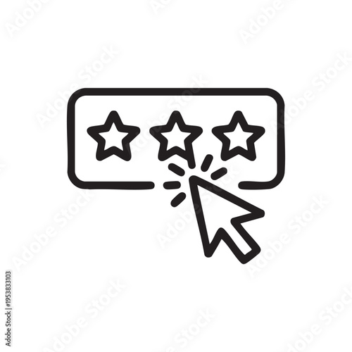 A computer mouse clicks on a rating box with three stars in a graphical interface.