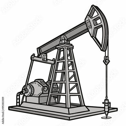 Gray oil pump jack oil rig drilling petroleum
