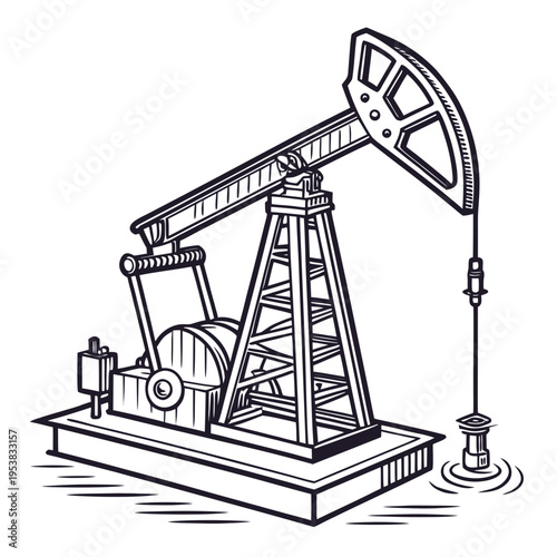 Black oil pump jack with water oil rig drilling petroleum