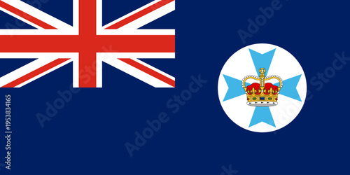 Queensland territory, Australia, official flag, Oceania, vector illustration