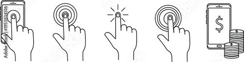 Mobile Interaction and Payment Illustration Set