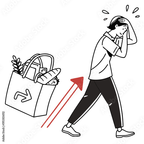 Person stressed by rising grocery costs