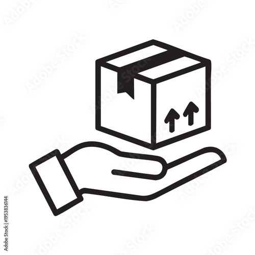 A hand lifting a package with arrows indicating fragile contents carefully outdoors.