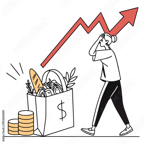 Person worried about inflation and rising costs worried person