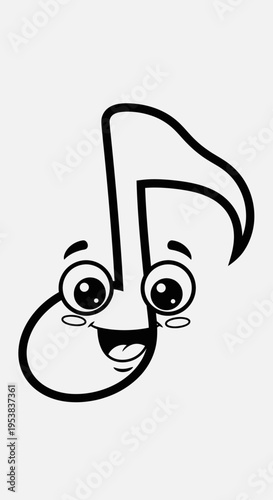 Cute Cartoon Music Note Character Coloring Page