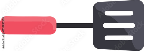 Spatula with red handle kitchen tool.