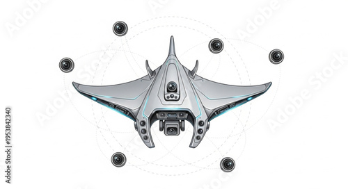 Futuristic spacecraft design with advanced technology and sleek aerodynamic features, ready for space exploration.