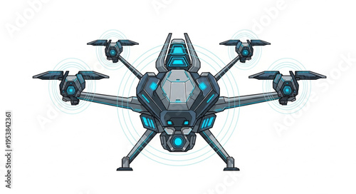 Futuristic drone design with advanced technology and intricate details, ready for flight.