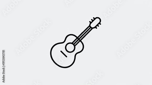 Acoustic guitar icon with minimalist design and simple lines  musical instrument symbol