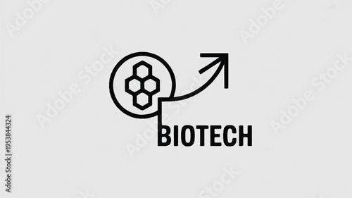Biotech logo with hexagons and arrow pointing up  biotechnology concept