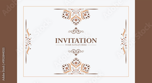 Elegant Invitation Card Template Vintage Ornament Frame Luxury Decorative Border Design