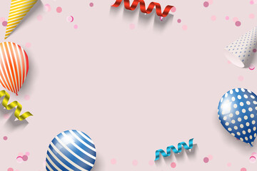 Happy Easter card featuring a colorful spring floral border with vector eggs and butterfly illustrations for a festive holiday greeting. birthday & Celebration background