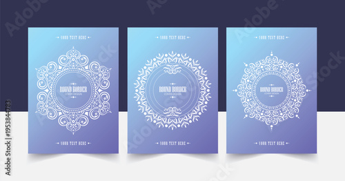 Set of Elegant Round Ornamental Mandala Borders Decorative Vintage Frames