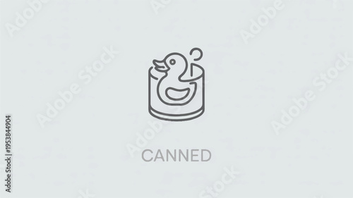 Canned goods with rubber duck icon for storage or packaging concept