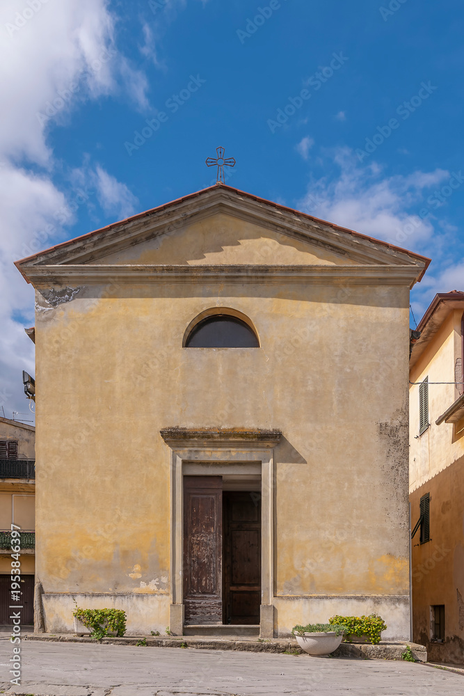 Fototapeta premium The facade of the ancient church of the Company or of the Annunciation in Terricciola, Pisa, Italy