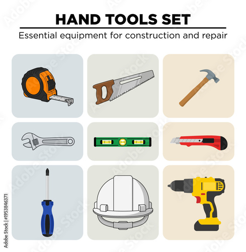 Professional Hand Tools Set for Construction and Repair Tasks