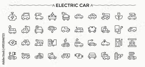 Electric Car icon. Sign and Symbol. Editable vector. Pixel perfect. Vehicle icon set. Featuring electrical, electric vehicle, auto, transportation, vehicle, automobile and more.