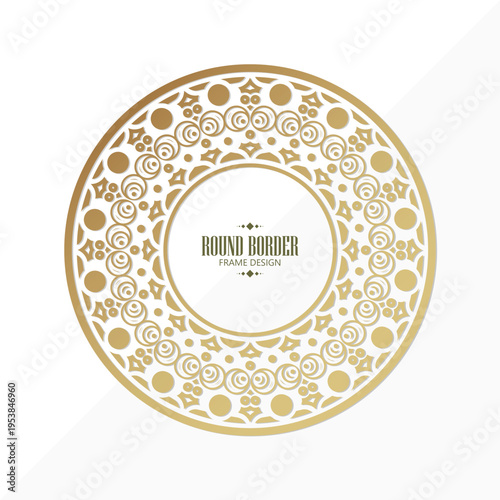 Luxury Round Ornamental Frame Golden Decorative Circle Border Design