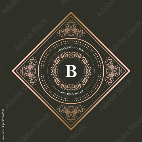 Luxury Vintage Ornament Logo Badge Elegant Decorative Emblem Design