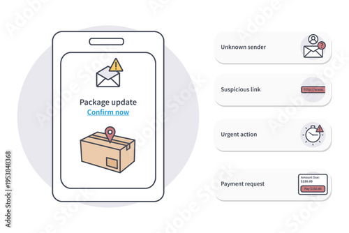 Fake package delivery scam vector illustration