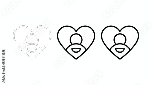 Heart shaped location pin icons with people  love and friendship symbols